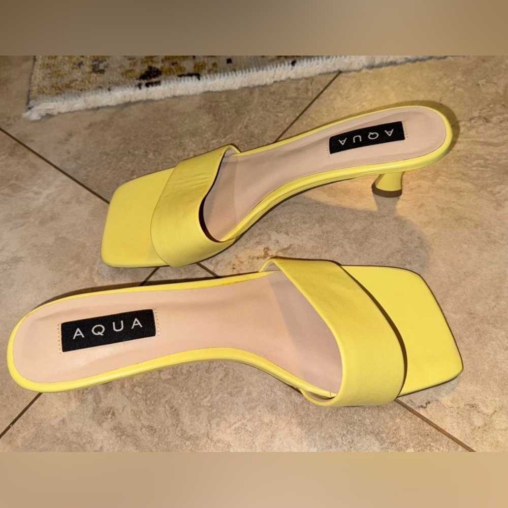 Aqua Women's Bright Yellow Heeled Slides